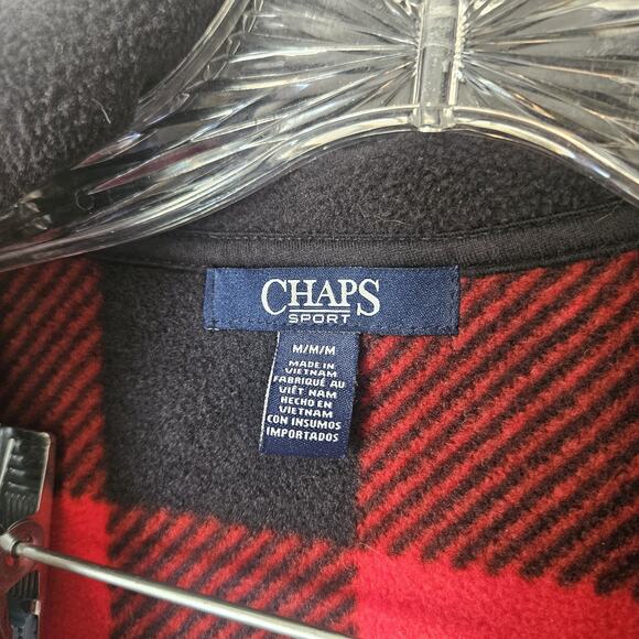 Chaps Sport Medium Women Buffalo Plaid Vest 80s Outdoor Cabincore Fleece Rustic - Picture 3 of 8